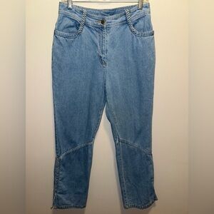 Together Blue Straight Leg Jeans Timeless Style Braided Accents